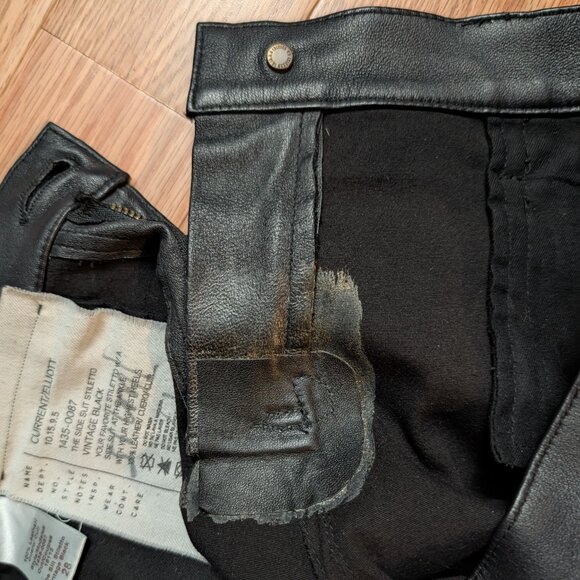 CURRENT ELLIOTT THE SIDE SLIT CROPPED LEATHER LEGGING, SZ 28 Black Retail $998 - Picture 9 of 9